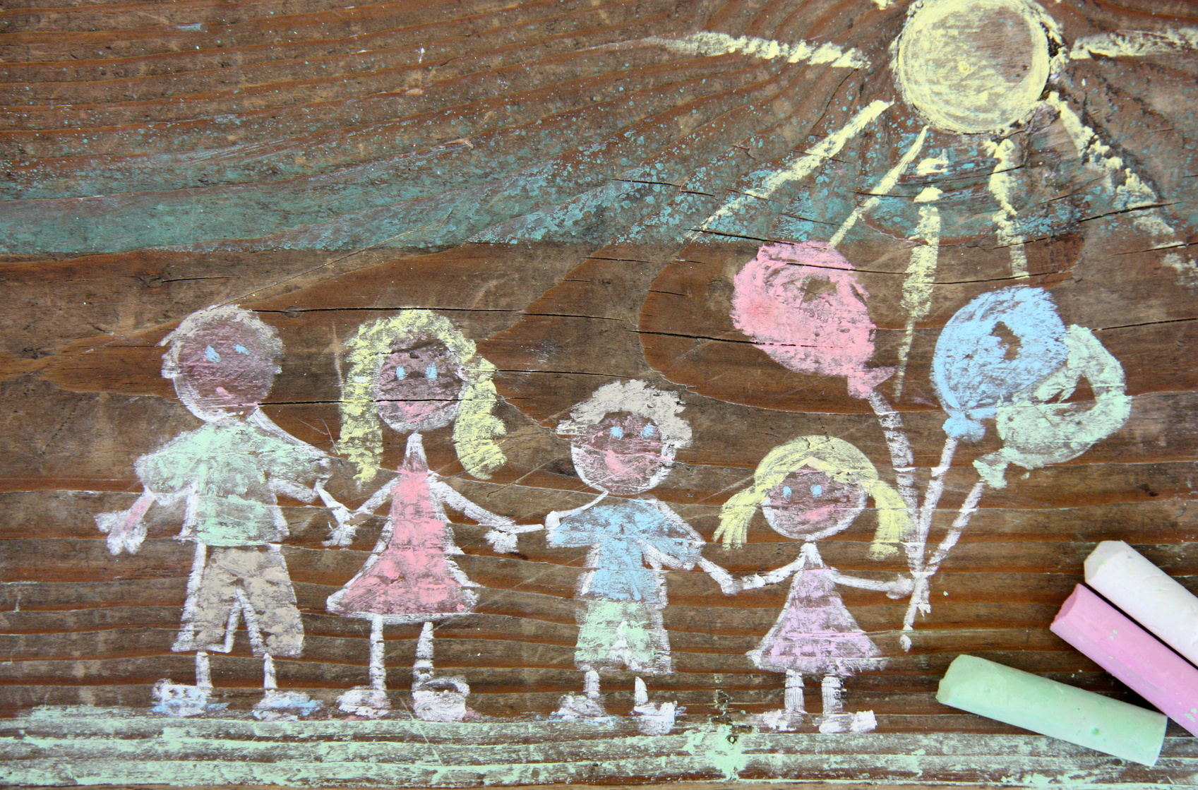 Familie gemalt mit Kreide